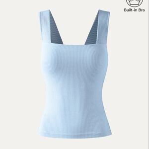 Women's Blue Ribbed Tank Top